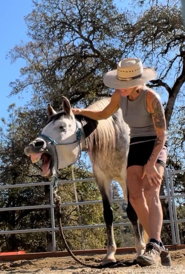 Monica Clark working with a horse